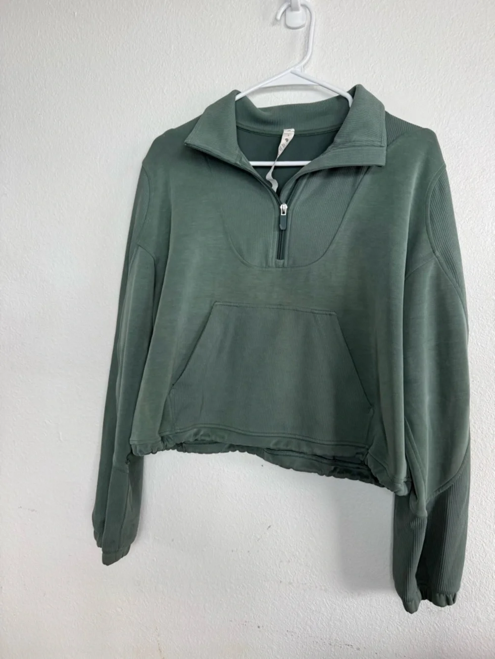 lululemon athletica ribbed softreme Green Cropped Half-Zip Pullover